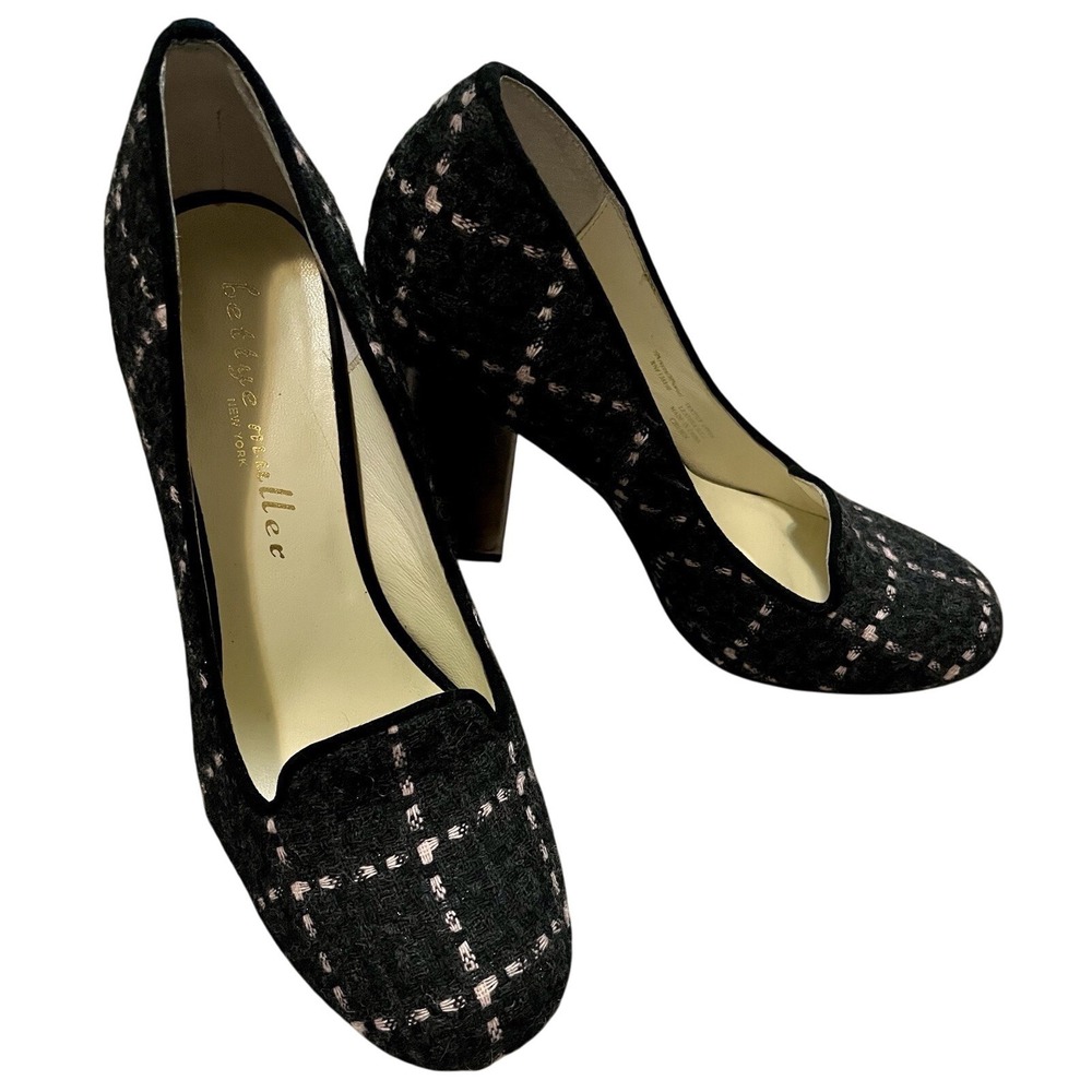 Bettye Muller Tweed Loafer Pumps 8.5M Block Heel Old Money Quiet Luxury Preppy - Picture 6 of 9